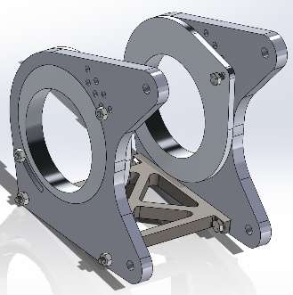 A rendered Formula SAE differential spool mount assembly