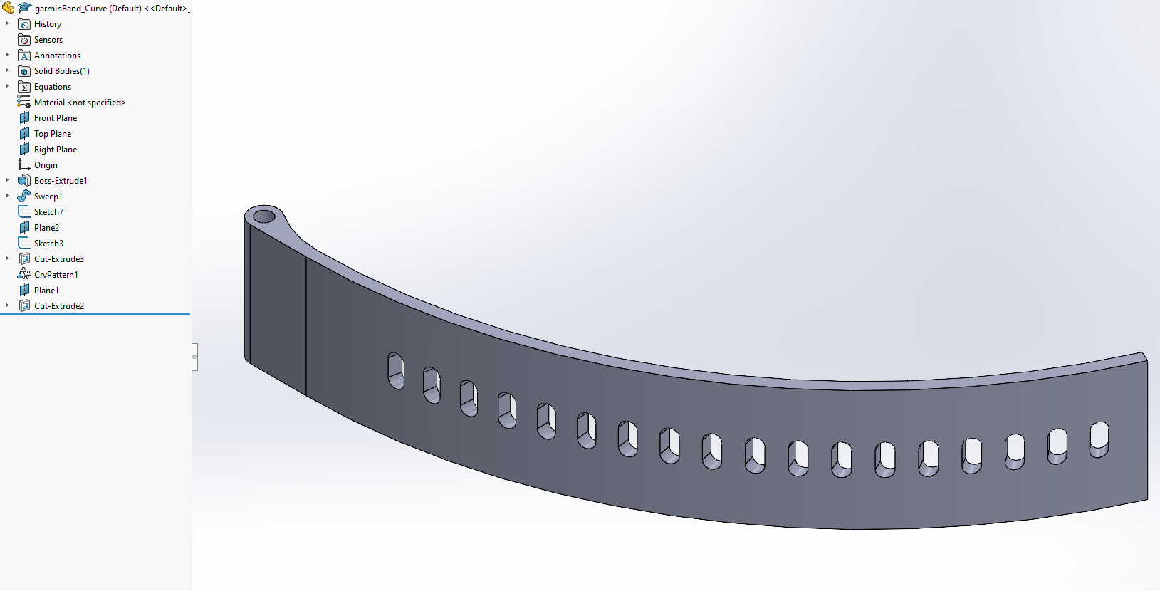 A parameter-driven Garmin replacement watchband in SOLIDWORKS